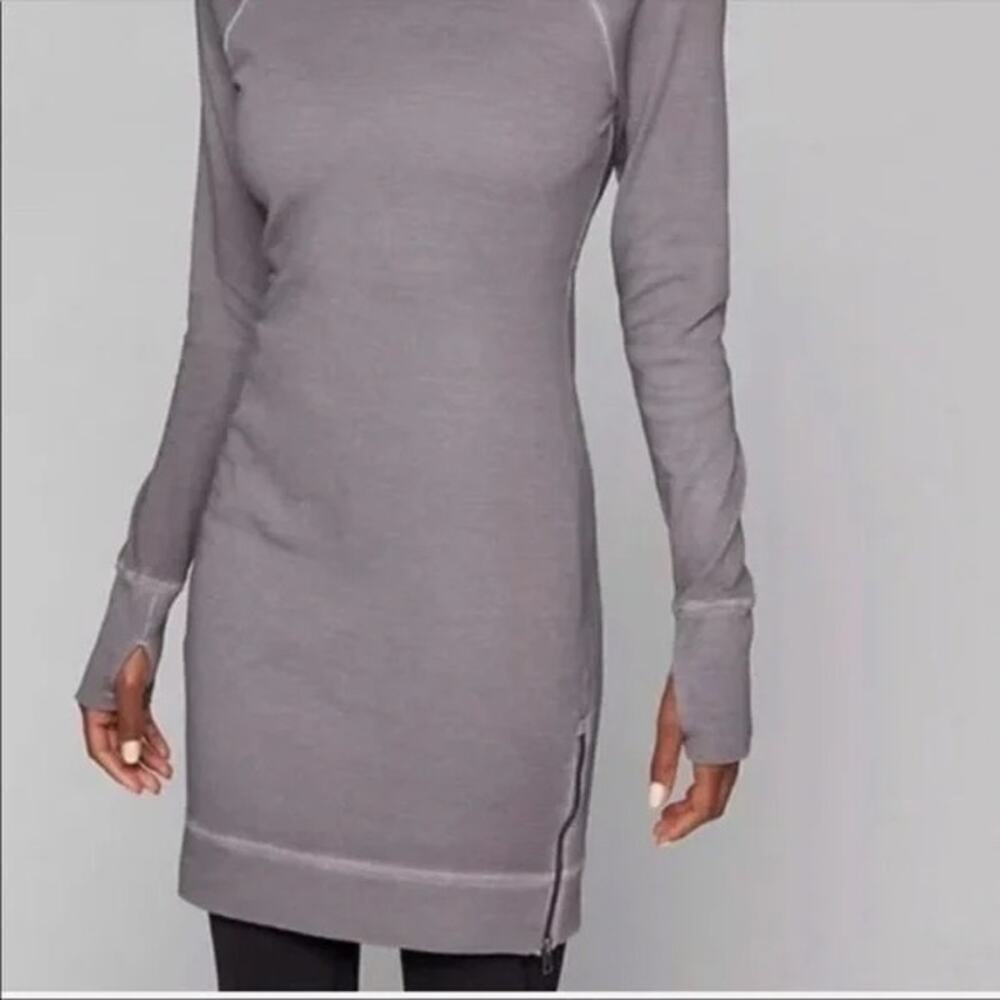 Athleta Eco Wash Side Zip Sweatershirt dress, XXS, Gray, Long Sleeve, Comfort